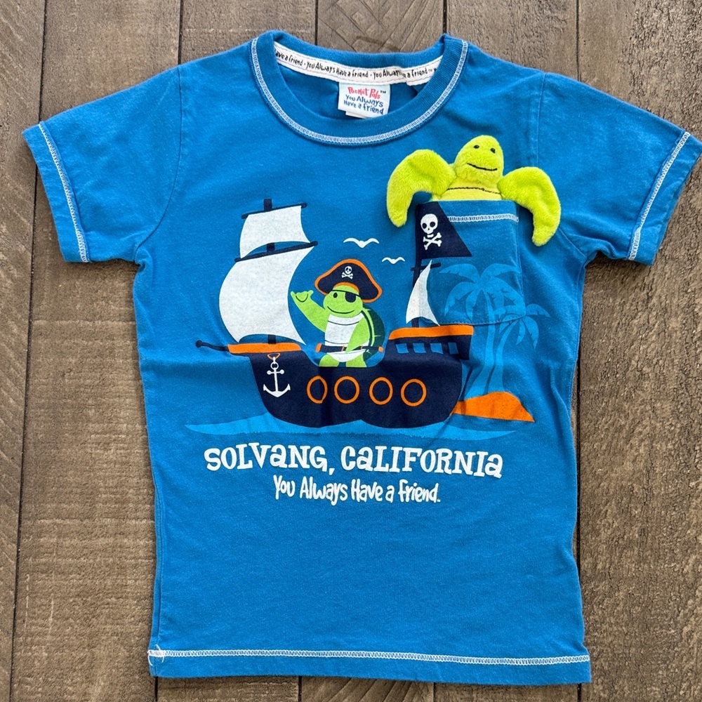 (2 for $10) Blue Turtle Pirate Kids Solvang Tee